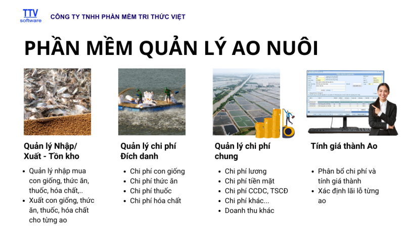 Phần mềm quản lý chi phí và tính giá thành vùng nuôi, ao nuôi thủy sản