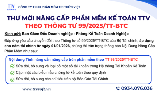Nâng Cấp Phần Mềm Kế Toán Theo Thông Tư 99/2025/TT-BTC