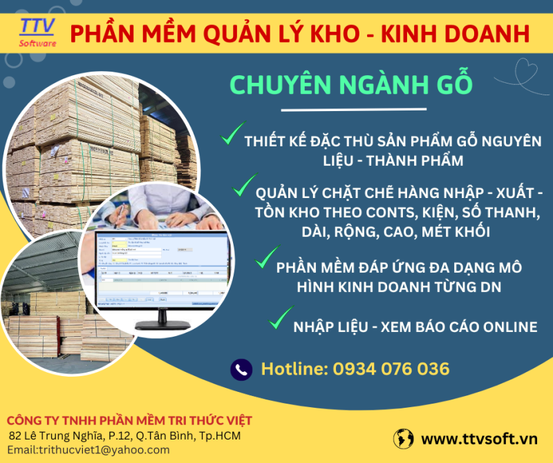 Phần mềm quản lý Kho, Kinh doanh chuyên ngành Gỗ
